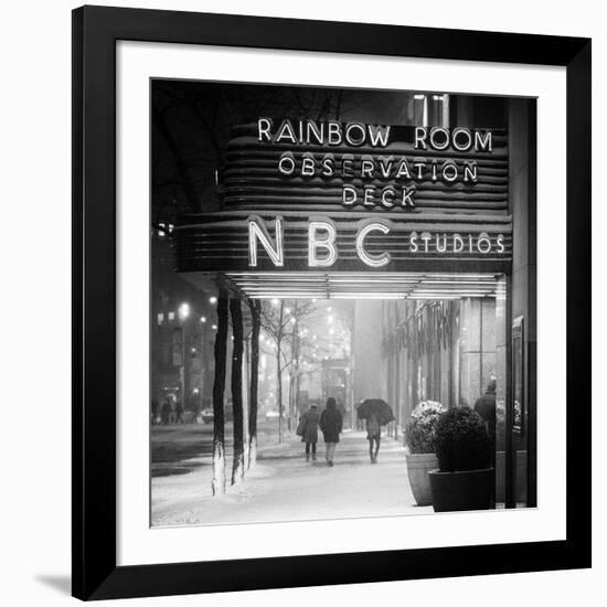 The NBC Studios in the New York City in the Snow at Night-Philippe Hugonnard-Framed Premium Photographic Print