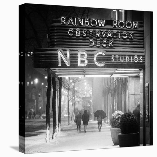 The NBC Studios in the New York City in the Snow at Night-Philippe Hugonnard-Stretched Canvas