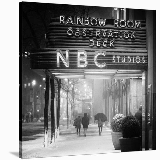 The NBC Studios in the New York City in the Snow at Night-Philippe Hugonnard-Stretched Canvas