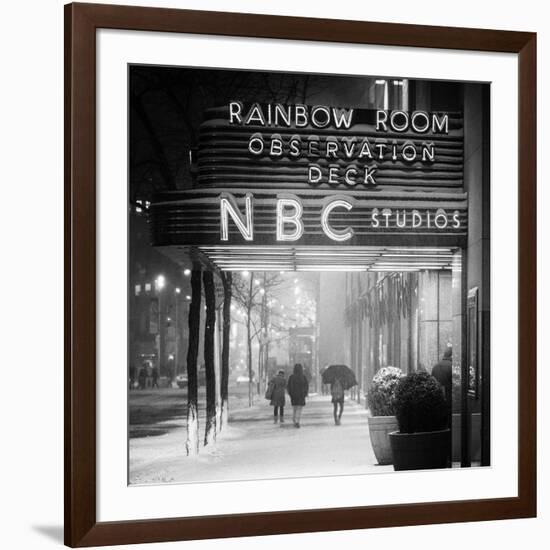 The NBC Studios in the New York City in the Snow at Night-Philippe Hugonnard-Framed Photographic Print