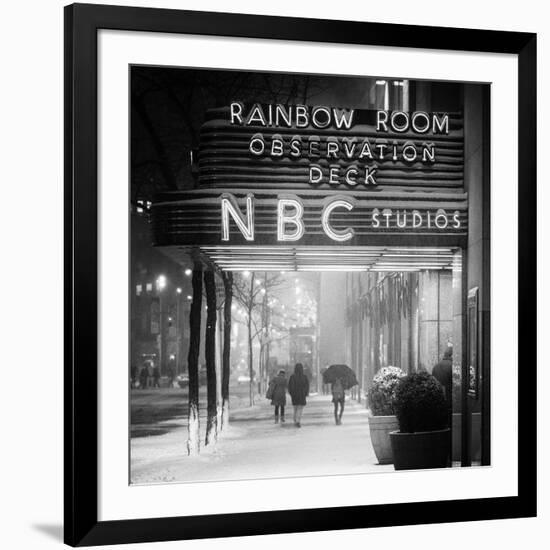 The NBC Studios in the New York City in the Snow at Night-Philippe Hugonnard-Framed Photographic Print