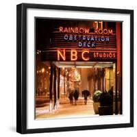 The NBC Studios in the New York City in the Snow at Night-Philippe Hugonnard-Framed Photographic Print