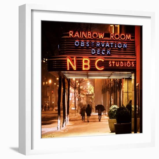 The NBC Studios in the New York City in the Snow at Night-Philippe Hugonnard-Framed Photographic Print