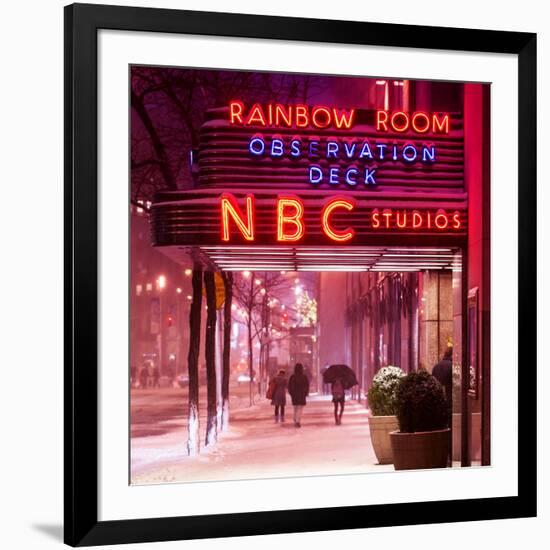 The NBC Studios in the New York City in the Snow at Night-Philippe Hugonnard-Framed Photographic Print