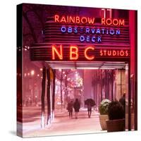 The NBC Studios in the New York City in the Snow at Night-Philippe Hugonnard-Stretched Canvas