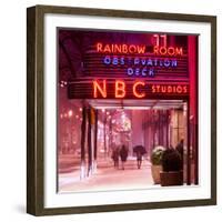 The NBC Studios in the New York City in the Snow at Night-Philippe Hugonnard-Framed Photographic Print