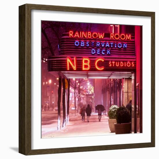 The NBC Studios in the New York City in the Snow at Night-Philippe Hugonnard-Framed Photographic Print