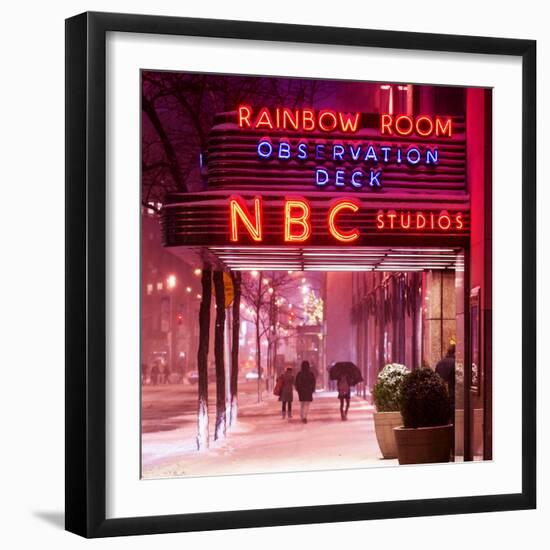 The NBC Studios in the New York City in the Snow at Night-Philippe Hugonnard-Framed Photographic Print