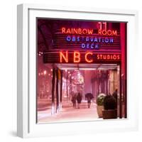 The NBC Studios in the New York City in the Snow at Night-Philippe Hugonnard-Framed Photographic Print