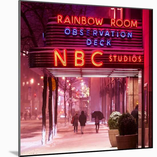 The NBC Studios in the New York City in the Snow at Night-Philippe Hugonnard-Mounted Photographic Print