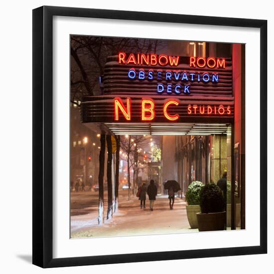 The NBC Studios in the New York City in the Snow at Night-Philippe Hugonnard-Framed Photographic Print