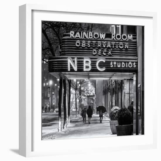 The NBC Studios in the New York City in the Snow at Night-Philippe Hugonnard-Framed Photographic Print