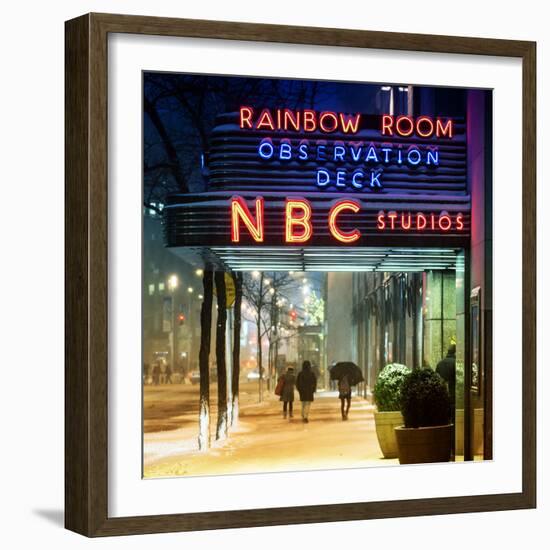 The NBC Studios in the New York City in the Snow at Night-Philippe Hugonnard-Framed Photographic Print