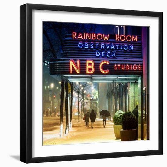 The NBC Studios in the New York City in the Snow at Night-Philippe Hugonnard-Framed Photographic Print