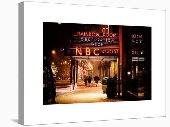 The NBC Studios in the New York City in the Snow at Night-Philippe Hugonnard-Stretched Canvas