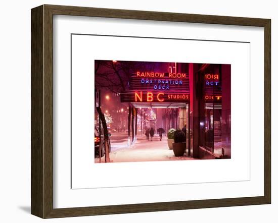 The NBC Studios in the New York City in the Snow at Night-Philippe Hugonnard-Framed Art Print