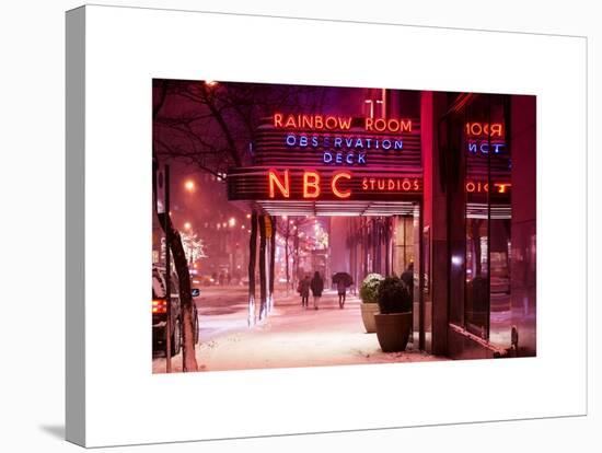 The NBC Studios in the New York City in the Snow at Night-Philippe Hugonnard-Stretched Canvas