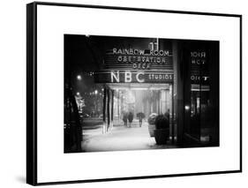 The NBC Studios in the New York City in the Snow at Night-Philippe Hugonnard-Framed Stretched Canvas