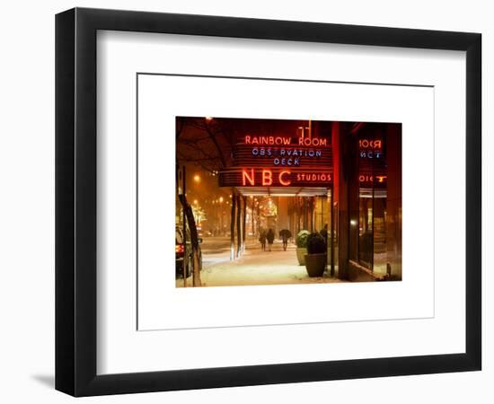 The NBC Studios in the New York City in the Snow at Night-Philippe Hugonnard-Framed Art Print