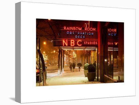 The NBC Studios in the New York City in the Snow at Night-Philippe Hugonnard-Stretched Canvas