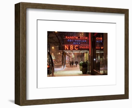 The NBC Studios in the New York City in the Snow at Night-Philippe Hugonnard-Framed Art Print