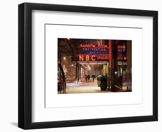 The NBC Studios in the New York City in the Snow at Night-Philippe Hugonnard-Framed Art Print