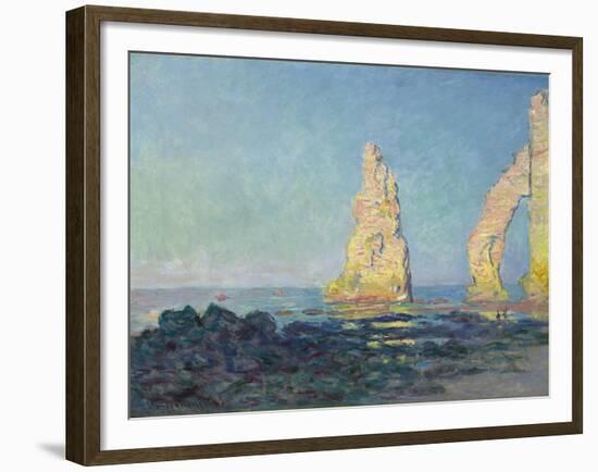 The Needle of Etretat, Low Tide; Aiguille D'Etretat, Maree Basse, 1883-Claude Monet-Framed Giclee Print