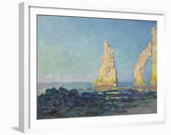 The Needle of Etretat, Low Tide; Aiguille D'Etretat, Maree Basse, 1883-Claude Monet-Framed Giclee Print