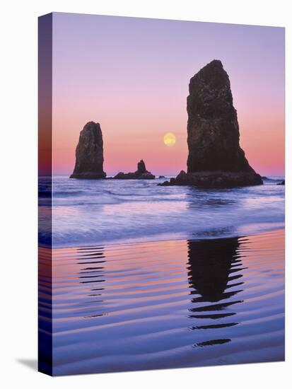 The Needles Rock Monoliths at Sunrise, Cannon Beach, Oregon, USA-Jaynes Gallery-Stretched Canvas