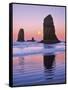 The Needles Rock Monoliths at Sunrise, Cannon Beach, Oregon, USA-Jaynes Gallery-Framed Stretched Canvas