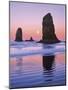 The Needles Rock Monoliths at Sunrise, Cannon Beach, Oregon, USA-Jaynes Gallery-Mounted Photographic Print