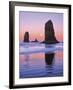 The Needles Rock Monoliths at Sunrise, Cannon Beach, Oregon, USA-Jaynes Gallery-Framed Photographic Print