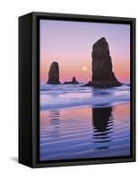 The Needles Rock Monoliths at Sunrise, Cannon Beach, Oregon, USA-Jaynes Gallery-Framed Stretched Canvas