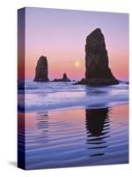 The Needles Rock Monoliths at Sunrise, Cannon Beach, Oregon, USA-Jaynes Gallery-Stretched Canvas