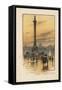 The Nelson Column, the National Gallery, Trafalgar Square-English School-Framed Stretched Canvas