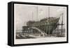 The "Nelson" Warship Under Construction on the Thames at Woolwich London-W.b. Cooke-Framed Stretched Canvas