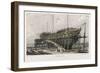 The "Nelson" Warship Under Construction on the Thames at Woolwich London-W.b. Cooke-Framed Art Print