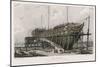 The "Nelson" Warship Under Construction on the Thames at Woolwich London-W.b. Cooke-Mounted Art Print