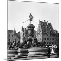 The Neptune Fountain, Nuremberg, Germany, C1900s-Wurthle & Sons-Mounted Photographic Print