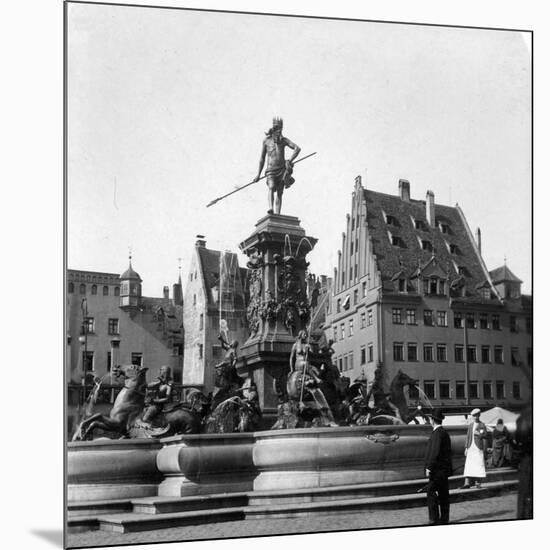 The Neptune Fountain, Nuremberg, Germany, C1900s-Wurthle & Sons-Mounted Photographic Print