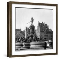 The Neptune Fountain, Nuremberg, Germany, C1900s-Wurthle & Sons-Framed Photographic Print