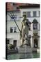 The Neptune Fountain on the Cobbled Market Place (Marktplatz) in Weimar, Thuringia, Germany, Europe-Stuart Forster-Stretched Canvas