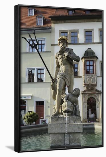 The Neptune Fountain on the Cobbled Market Place (Marktplatz) in Weimar, Thuringia, Germany, Europe-Stuart Forster-Framed Photographic Print