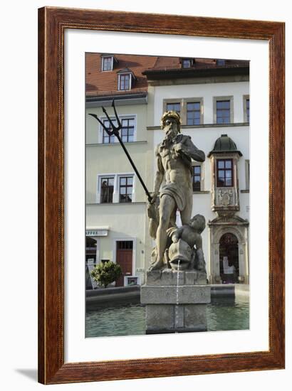 The Neptune Fountain on the Cobbled Market Place (Marktplatz) in Weimar, Thuringia, Germany, Europe-Stuart Forster-Framed Photographic Print