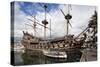 The Neptune Galleon in the Old Port, Genoa, Liguria, Italy, Europe-Mark Sunderland-Stretched Canvas