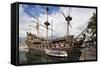 The Neptune Galleon in the Old Port, Genoa, Liguria, Italy, Europe-Mark Sunderland-Framed Stretched Canvas