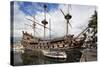 The Neptune Galleon in the Old Port, Genoa, Liguria, Italy, Europe-Mark Sunderland-Stretched Canvas