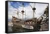 The Neptune Galleon in the Old Port, Genoa, Liguria, Italy, Europe-Mark Sunderland-Framed Stretched Canvas