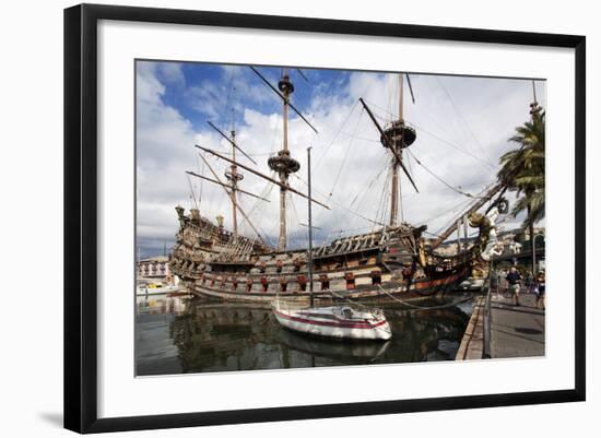 The Neptune Galleon in the Old Port, Genoa, Liguria, Italy, Europe-Mark Sunderland-Framed Photographic Print