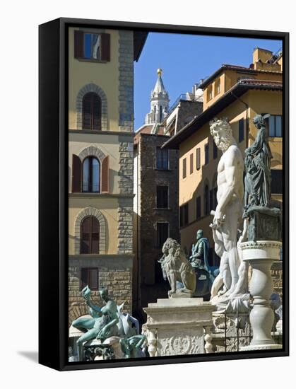 The Neptune Statue, Piazza Della Signoria, Florence, Tuscany-Nico Tondini-Framed Stretched Canvas